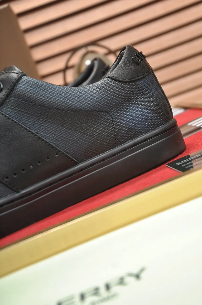 Men's shoes💰480💶[Burberry] (cowhide lining) classic low-top sneakers｜Imported cowhide with classic plaid fabric｜Cow leather lining｜Original outsole｜Fine workmanship and comfortable to wear Size: 38-44 (customized at 45)